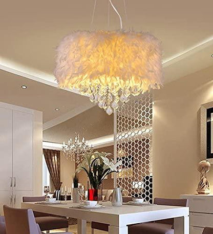 White Feather Crystal Chandelier